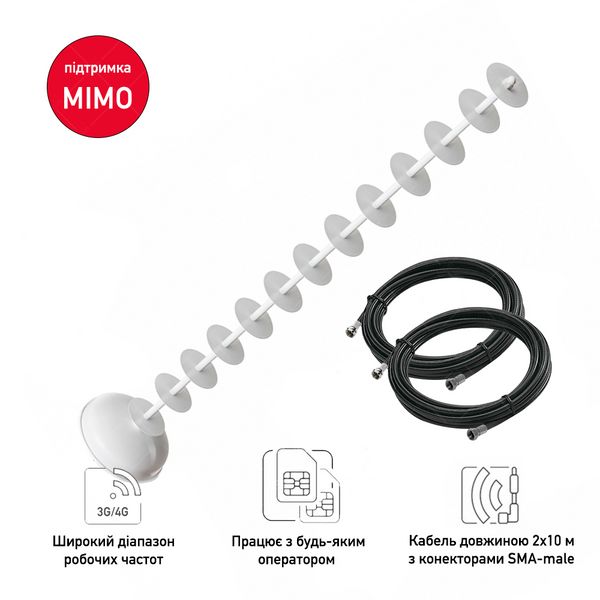 Комплект! Направленная антена 4G широкополосная HighLine Standart MIMO 2x21 dBi (800 / 1800 / 2100 МГц) 447322337 фото